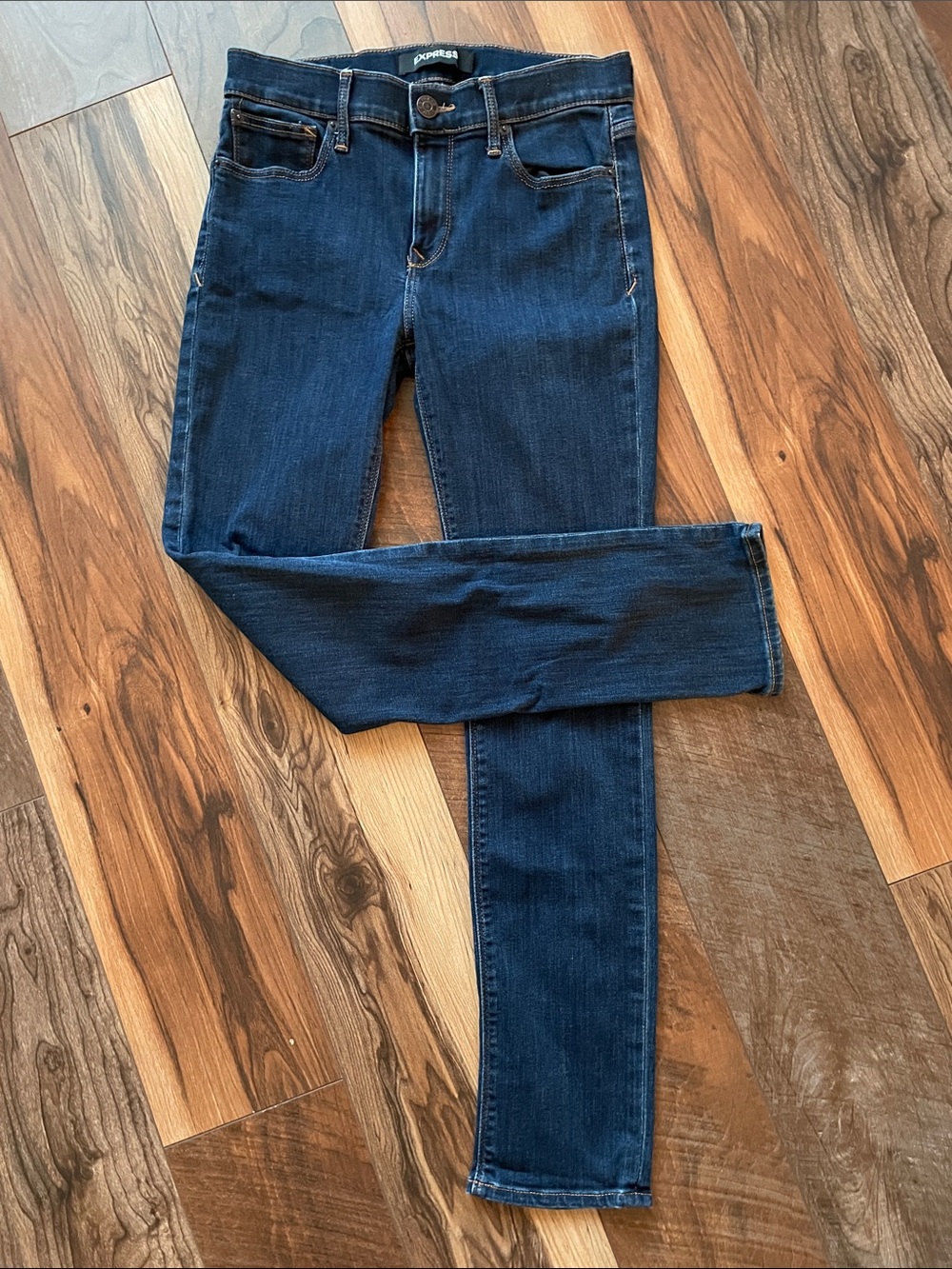 Express Stretch Mid Rise Dark Blue Skinny Jeans | Sz 8 Regular
